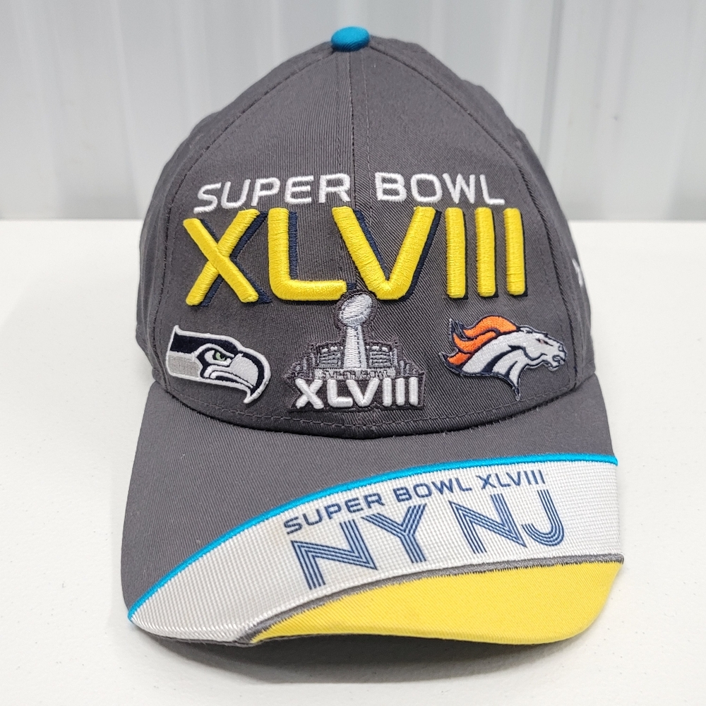 Super Bowl XLVIII NY NJ Seahawks Vs. Broncos Gray Snapback Hat New Era Rare!